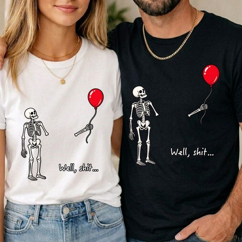 Funny skeleton lost balloon - lost,