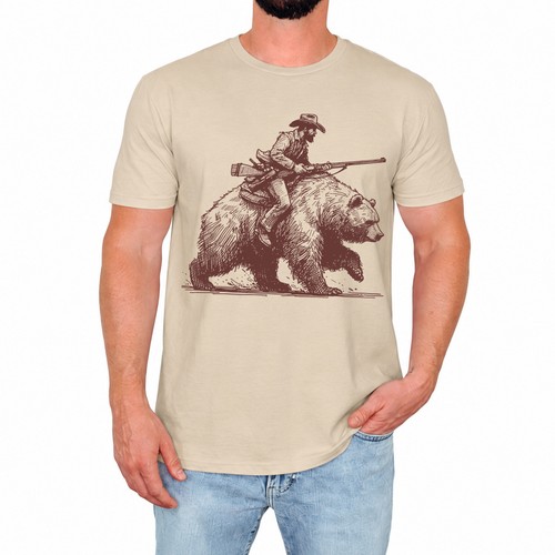 Cowboy riding bear mens - cowboy,